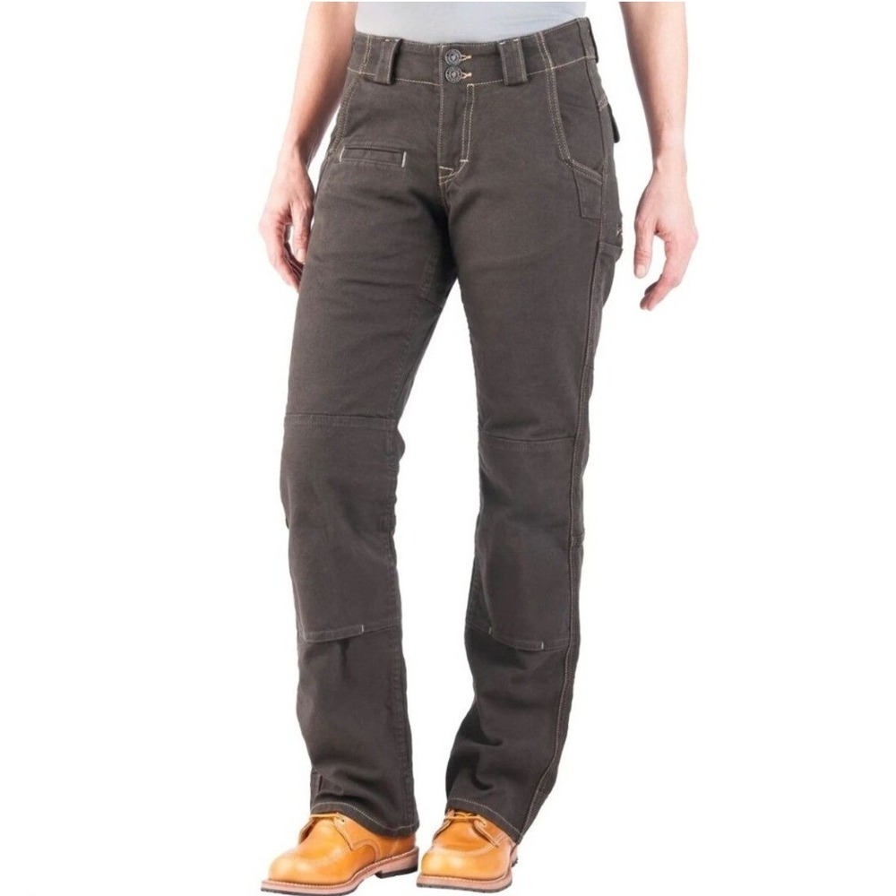 Dovetail Workwear Day Construct Pants Womens 4/32 Dark Brown Canvas Double Knee